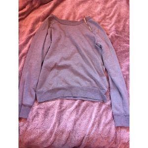 Zenana Outfitters Gray Side Zipper Sweater SZ L